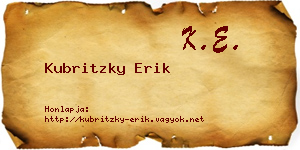 Kubritzky Erik névjegykártya